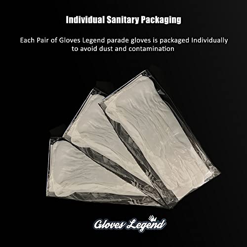 10 Pairs (20 Gloves) - Gloves Legend - 100% Cotton White Marching Band Parade Formal Dress Gloves For Men - Large #TOP6