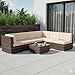Mucola Polyrattan Lounge XXL Gartenmöbel Set – wetterfeste Sofa Sitzgarnitur mit Tisch, Auflagen & Verbindungsclips – modulare Outdoor Sitzgruppe für Terrasse & Balkon, inkl. Kissen, Braun