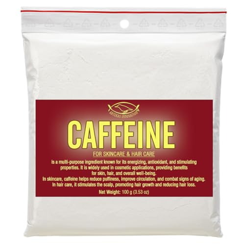 CAFÉINE ANHYDRE - 100 g - Actif Cosmétique Pur pour Soins Raffermissants, Antioxydants, Contour des Yeux et Cuir Chevelu - Idéal pour DIY Beauté &...