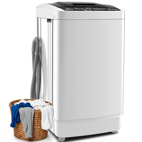 Nictemaw Portable Washing Machine 20Lbs, 2.8Cu.ft Full Automatic Portable Washer with 10 Wash Programs, LED Display & Drain Pump, Compact Clothes Washer for Apartments, Home, RV, Dorm
