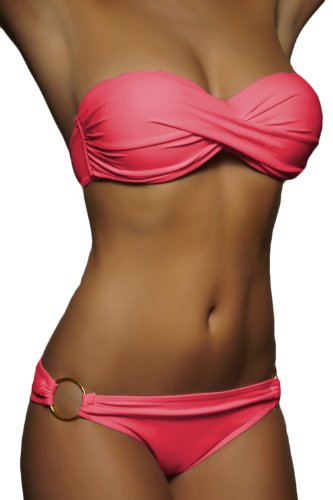 ALZORA Push Up Twist Bandeau Bikini Set Damen Pushup Badeanzug VIELE...
