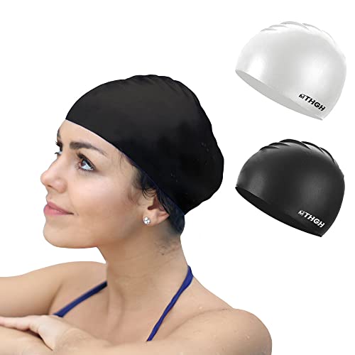 (Paquete 2) MTHGH Gorro de natación Infantil, Gorro Piscina para Niños y niñas Unisex,Gorro de Baño de Silicona Cover
