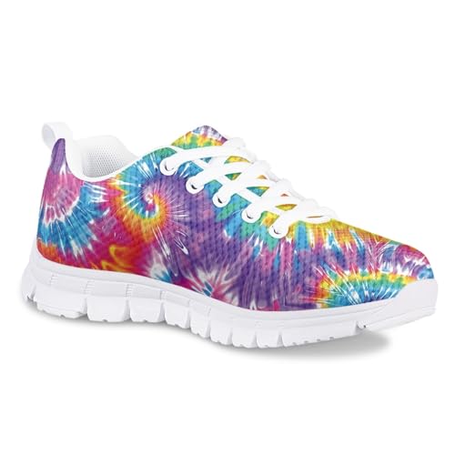 Cumagical Colorful Tie Dye Print Kids Training Shoes Breathable Gym Dance Soccer Multi-Sport Shoes for Boys Girls