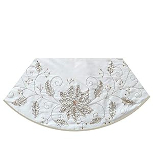 Kurt Adler 54-Inch Ivory Holly Tree Skirt Kurt Adler 54 Inch Ivory Holly Tree Skirt