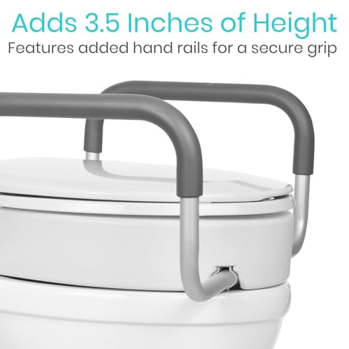 Image of Vive Raised Toilet Seat Riser for Seniors (with Handles) - Handicap Rail