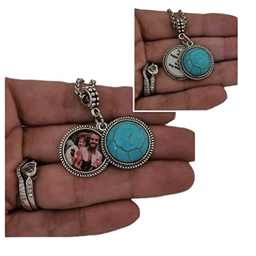 Custom Turquoise Pendant Necklace, Personalized With Photo Picture Or Message Charm, For Girls Women #TOP18