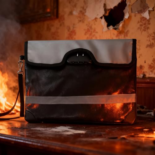 Bolsa de documentos ignífuga con tira reflectante que resiste calor extremo de 2315 °C 2