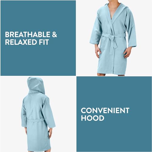 JEMIDI Mikrofaser Bademantel für Damen und Herren - Leichter dünner Bademantel Unisex - Saunamantel Reisebademantel dünn und leicht - Bathrobe