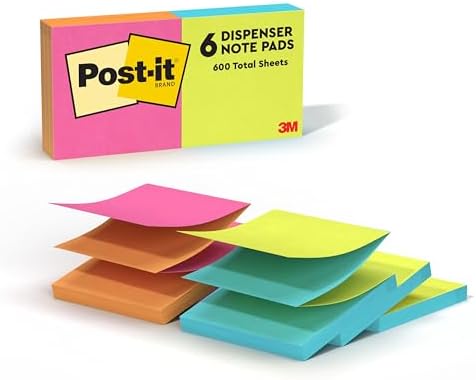 Post-it Pop-up Notes, 2 Pack (12 Pads, 1200 Sheets Total), 3 in x 3 in, Poptimistic Collection Dispenser Refill Notes for Desks, Quick Reminders and Color-Coded Tasks at Home, School and Office image 4