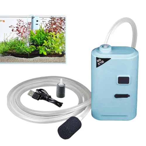 Bomba de aire para acuario – Dispositivo de burbujeo de oxígeno portátil silencioso USB, de aireación de agua de flujo ajustable, diseño compacto y eficiente desde el punto de vista en