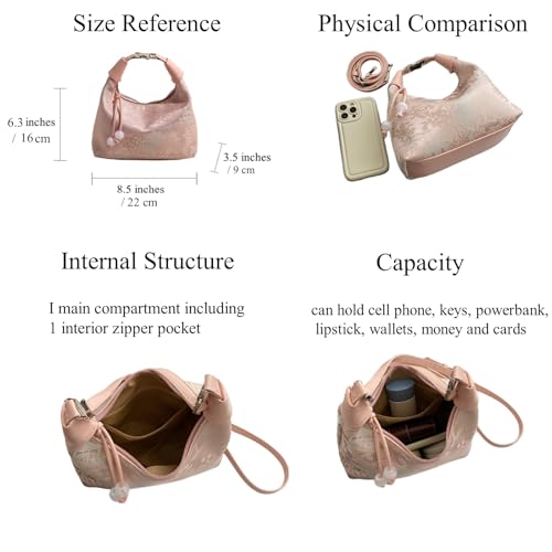 Image of Crescent Crossbody Shoulder Bag, Tote Handbag for Women, Sling Hobo Purse with Chain Strap