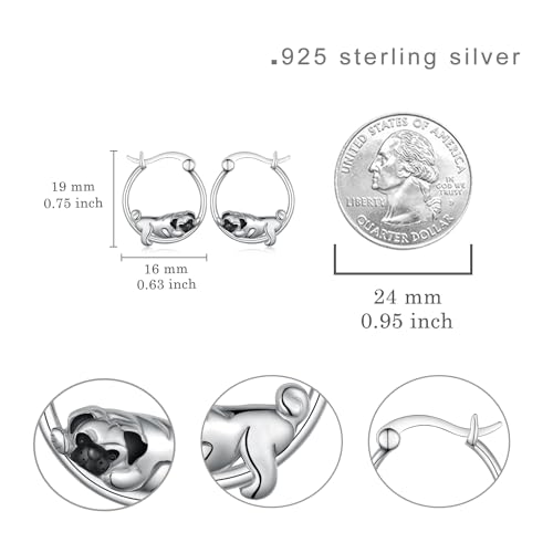 S925 Sterling Silver Dog Hoop Earrings Cute Dog Jewelry Gifts for Women
