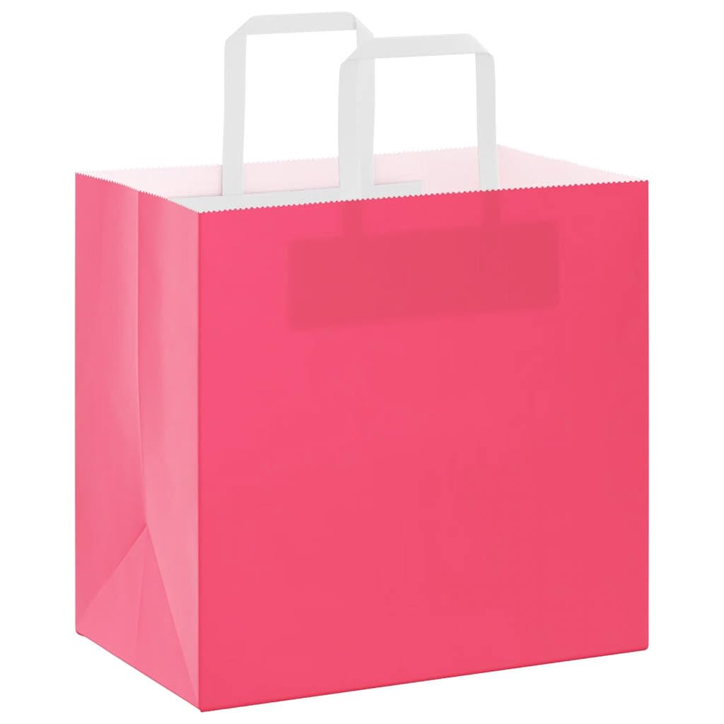 Papiertragetaschen Rosa 26x17x25 cm aus Kraftpapier mit Papierseilhenkeln 250 Stk. nachhaltige Geschenktüten für Geburtstag Hochzeit Party Kindergeburtstag Jubiläum