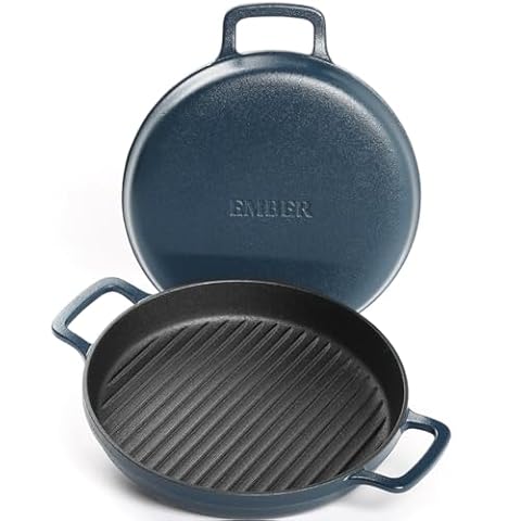 Ember Cookware Pre-Seasoned Cast Iron Grill Pan 26 cm 10-Year