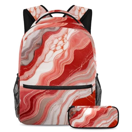 Sac à dos marbre rouge Lot de 2 pièces avec trousse Get Set Go