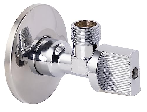 Robinet d'arrêt équerre quart de tour mâle 15x21 - mâle 12x17 + rosace NOYON & THIEBAULT