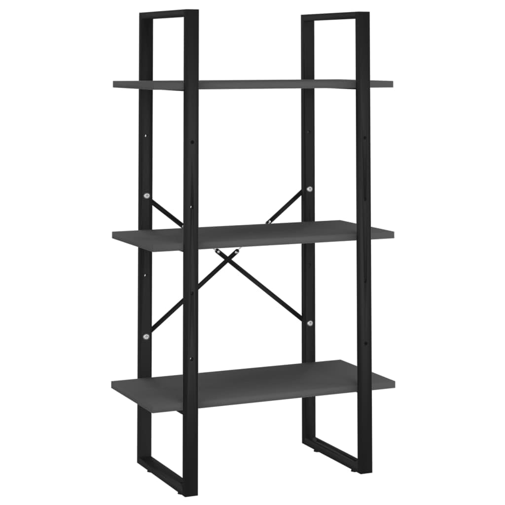 Estantería gris con 5 compartimentos, 60 x 30 x 175 cm, madera y marco de metal, juego de 2 estantes, diseño alto y bajo, espacio de almacenamiento versátil para salón, oficina y dormitorio
