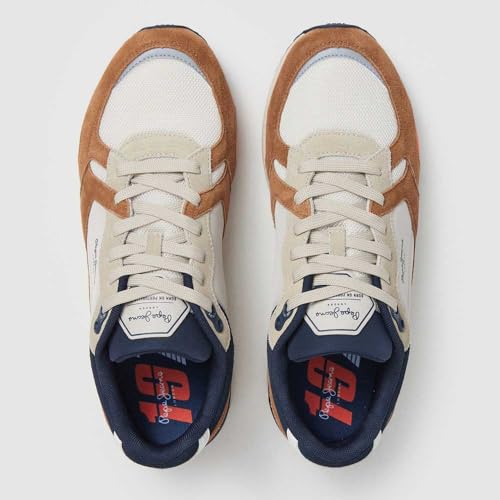 Pepe Jeans Para Hombre. PMS60018 Zapatillas De Piel X20 Rise MarróN (40), Plano, Ante, Cordones, Casual - 3