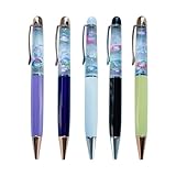 Sikyby Meerjungfrau Qualle Sea Shell Glühen im Dunkeln Nette 3D Floater Flüssigkeit Schreiben Journaling Büro Stift Einzigartiges Geschenk für Frauen Männer Kinder Set von 5 Stiften