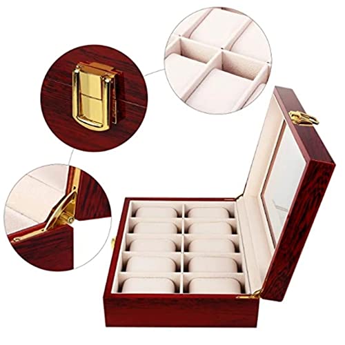 Boîte de rangement en bois pour bijoux rouge format unique compact