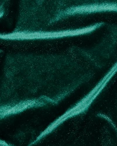 Image of HOTGODEN Hunter Green Stretch Velvet Fabric by The Yard: 63 inch Wide 5 Yards 95% Polyester 5% Spandex Velvet Fabric for DIY Sewing, Upholstery, Apparel, Costume, Craft