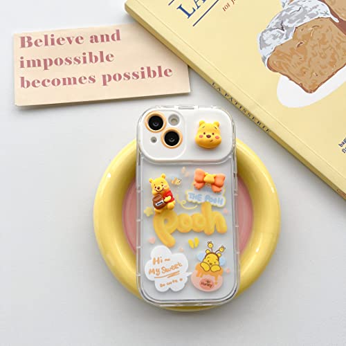 Ifilove For Iphone 14 Pro Max Winnie The Pooh Case With Flip Mirror Stand, Boys Girls Kids Women 3D Cute Cartoon Character Camera Kickstand Soft Protective Case Cover For Iphone 14 Pro Max (Yellow) #TOP6
