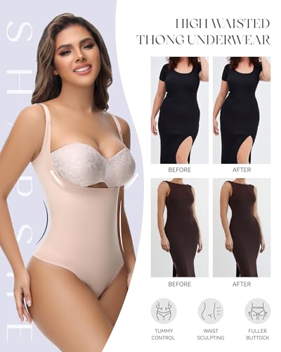 SHAPSHE Tummy Control Thong Shapewear For Women High Waisted Body Shaper Panties Slimming Girdle Compression Underwear3