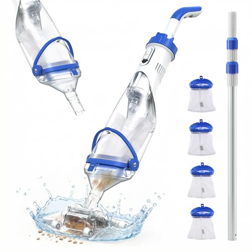 Image of Handheld Pool Vacuum for Above Ground & Inground Pools, Consciot Cordless Rechargeable Pool Cleaner with 1110 GPH Suction, 1H Runtime, See-Through Head, Deep Blue