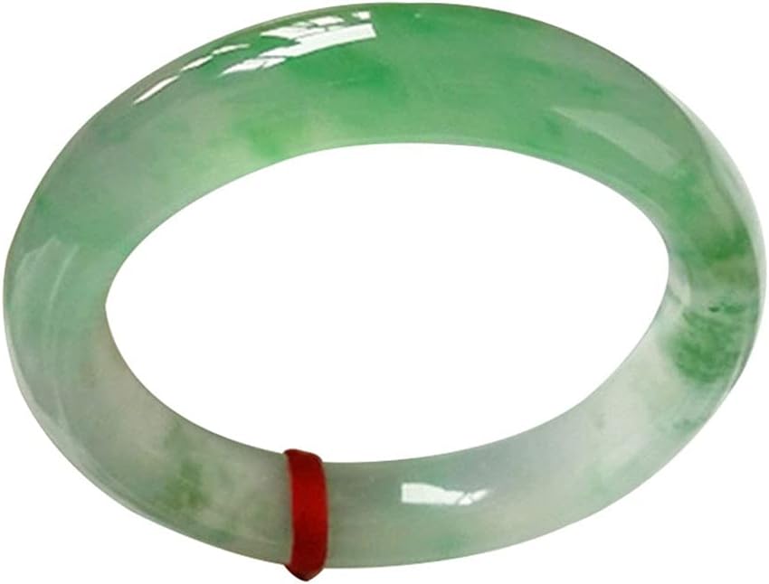 QVQV Jade Bangle Bracelet Ice Planted Hetian Yang Green Floating Flower Jade Bracelet, Circle Jade Bracelet, Girl Model with Certificate and Gift Box