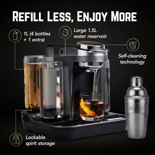 Image of Bartesian Premier Commercial-Grade Cocktail Machine Bundle - Professional Drink Maker with 18oz Stainless Steel Cobbler Shaker - Lockable Spirit Storage, High-Capacity 1.5L Reservoir