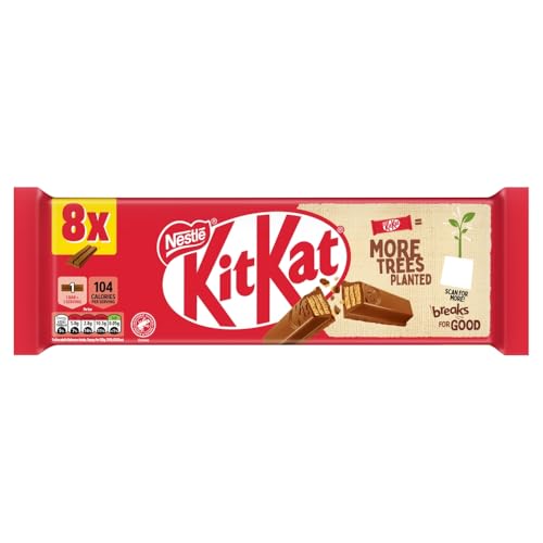 KitKat 2 Finger Milk Chocolate Biscuit Bars 8 Pack (8 x 20.7 g) | Crisp Wafer Fingers Coated in Smooth Milk Chocolate | Great for Sharing or Everyday Snacking