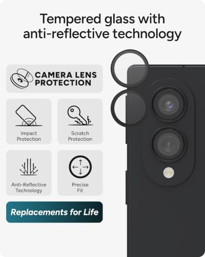 Image of ZAGG Glass Elite Samsung Galaxy Z Fold8 Camera Lens Protector | Anti-Reflective, 5X Stronger Impact & Scratch Resistant Aluminosilicate Glass - Easy Installation, Smudge-Free Surface