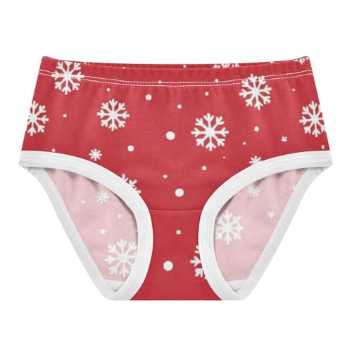 Classic Red Snowflake Soft and Breathable Girls' Panties Breathable Underwear for Kids in Sizes 2T,3T, 4T, 5T, 6Y and 8Y
