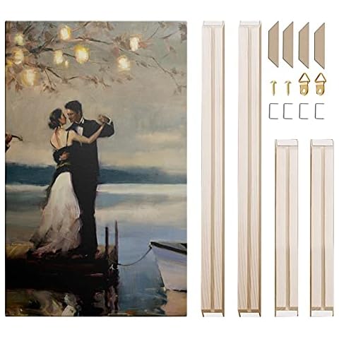 Sunwes DIY Canvas Stretcher Frame Bar, Custom Wood Frame Stretcher for Canvas, Art Stretcher Bars, Wood Canvas Frame Kit for Painting, Canvas Tool Accessory (12 x 24 in) Cover