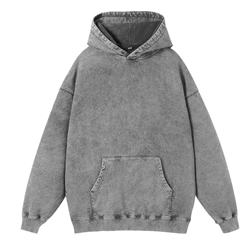 Men's Cotton Washed Vintage Hoodies Hipster Casual Hooded Sweatshirt Long Sleeve Pullover Sweaters Oversized Hoodie4