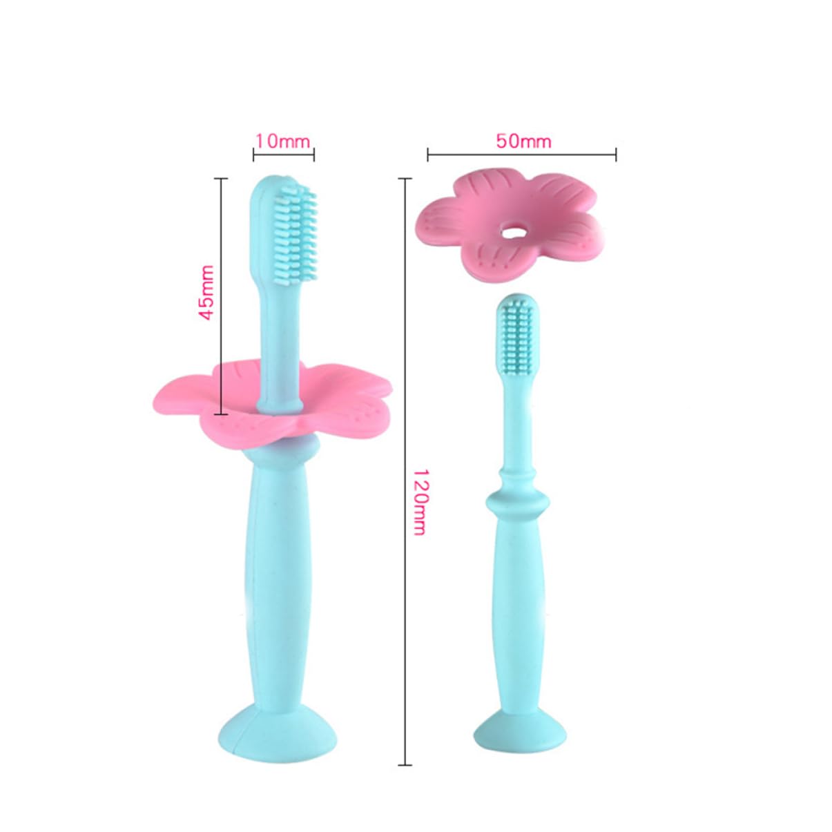 FRCOLOR 6pezzi Spazzolini Manuali Siliconper Ragazzo Ragazza Con Protezionper Gengive Rosa e Blu Per Igiene Orale Dei Piccoli Per Ai Denti Da Latte