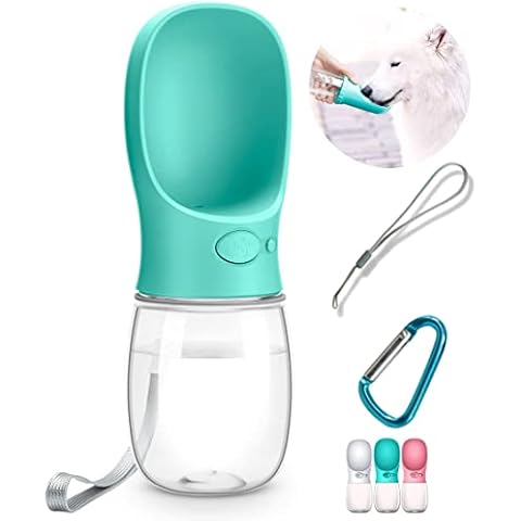 DEYACE Dog Water Bottle, Leak Proof Portable Pet Water Bottles for Dogs, Puppy Water Dispenser with Drinking Feeder for Travel (Teal 12oz) Cover