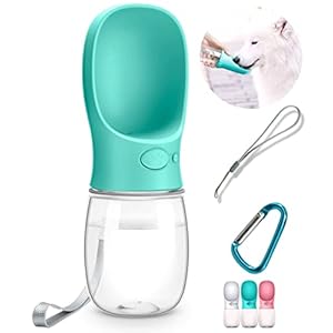 Dog Water Bottle, Leak Proof Portable Pet Water Bottles for Dogs, Puppy Water Dispenser with Drinking Feeder for Travel (Teal 12oz)