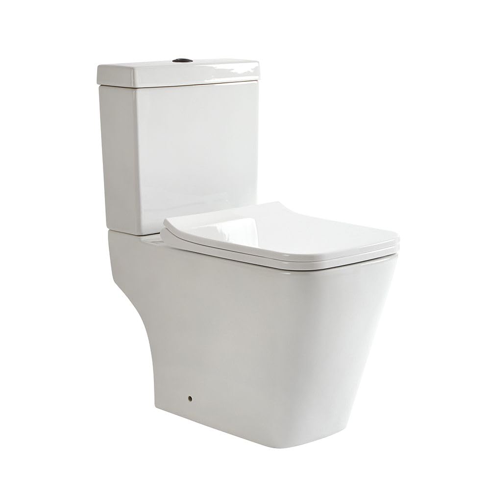 Milano Black Longton White Ceramic Close Coupled Toilet Wc Flush Button Soft Close Seat