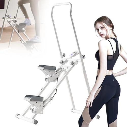 MáQuina De Escalada Vertical Escaladora Vertical Plegable con Pantalla LCD Carga de 330 LB Manillar y Pedales Ajustables Máquina for Subir Escaleras para Entrenamiento de Cuerpo Completo