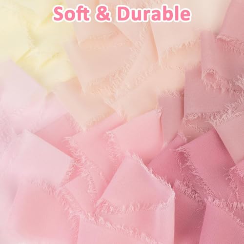 6 Rolls Ribbon, Chiffon Silky Ribbon 1.5'' x 5 Yd, 30 Yd Pink Car Ribbons Decoration, Handmade Fringe for Wedding Invitations, Bridal Bouquets, Gift Wrapping, Holiday Decoration, DIY Crafts - Image 6