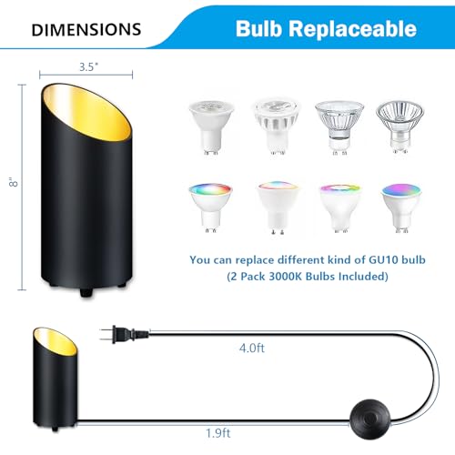 Image of Uplighting Indoor Floor Can Light, Up Lights with 3000K LED GU10 Bulbs, ETL 5W Floor Spot Lights Indoor for Home Accent Behind Couch Lighting, 5.9 FT Plug Cord & Foot Switch,2 Pack