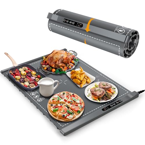 ZIHUOFAN Food Warming Mat - Portable Party Buffet Electric Warming Tray, Foldable Food Warmer, Timed Off, Temperature Adjustable, Suitable for Daily, Outdoor, Party