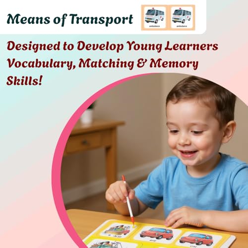 Image of Creative's Memory & Matching - Means of Transport | 21 Sets Self-Correcting Picture Cards + Activity Guide | Preschool Matching & Memory Card Game | Vocabulary Builder | Ages 3+