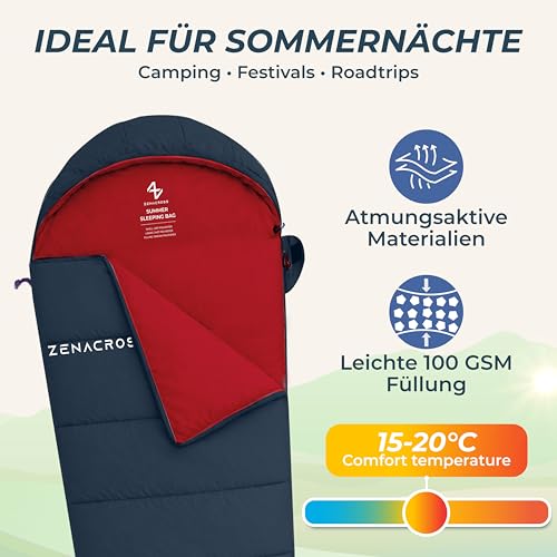 Schlafsack Erwachsene Kinder Sommerschlafsack 100GSM 900g Schwarz – Ansicht 2