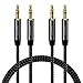 Produktbild deleyCON 2x 1m Nylon 3,5mm Klinke Audio Stereo AUX Kabel Klinkenkabel Audiokabel Nylonkabel Metallstecker Handy Smartphone Tablet Kopfhörer HiFi Receiver - Schwarz