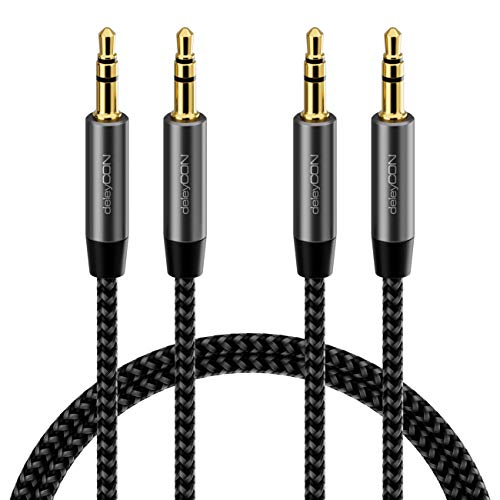 DeleyCON Cavo Audio Stereo Jack 3,5mm – 2 Metri, Connettori Metallici Placcati Oro, Extra Sottile E Flessibile, Per Smartphone, Tablet, Hi-fi E Auto