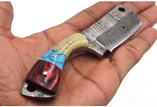 Wild Turkey Handmade Collection Real Damascu Blade Fixed Blade Mini Chef Cleaver
