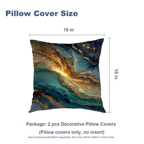 Housse de coussin vagues bleu clair doré lot de 2 fermeture invisible - 4