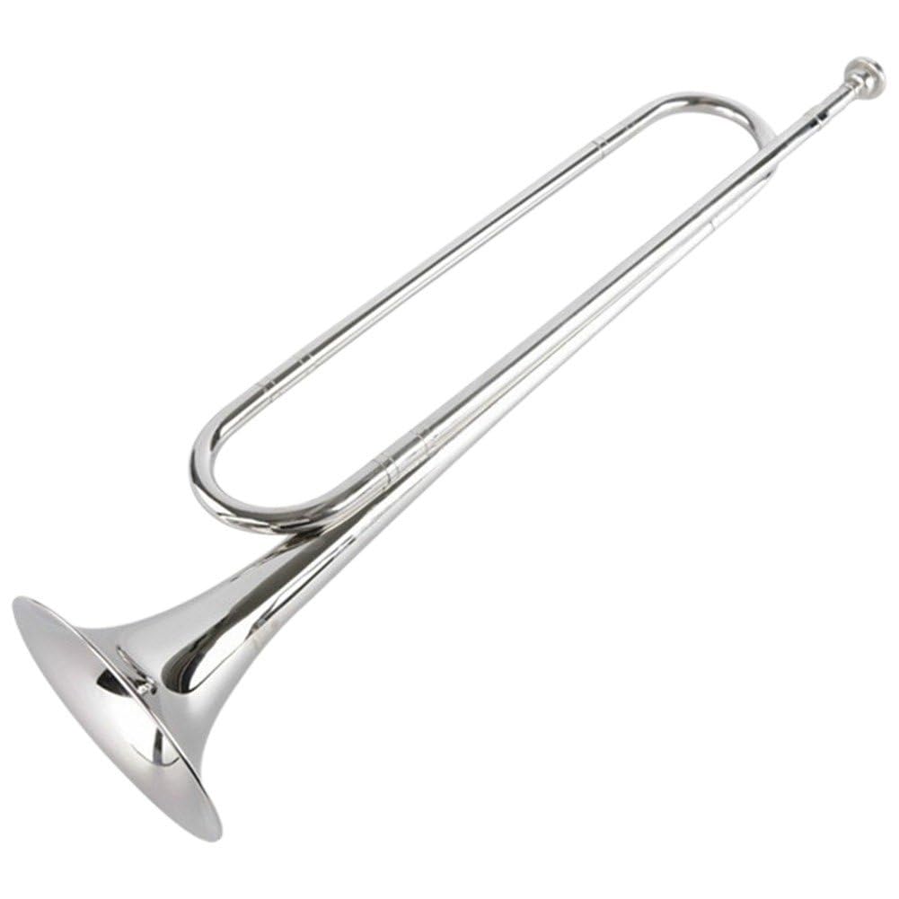 Tromba a Tromba Piatta retrò con Bocchino Strumento Musicale in Ottone Corno Giovanile per Orchestra Militare di Cavalleria della Banda Scolastica